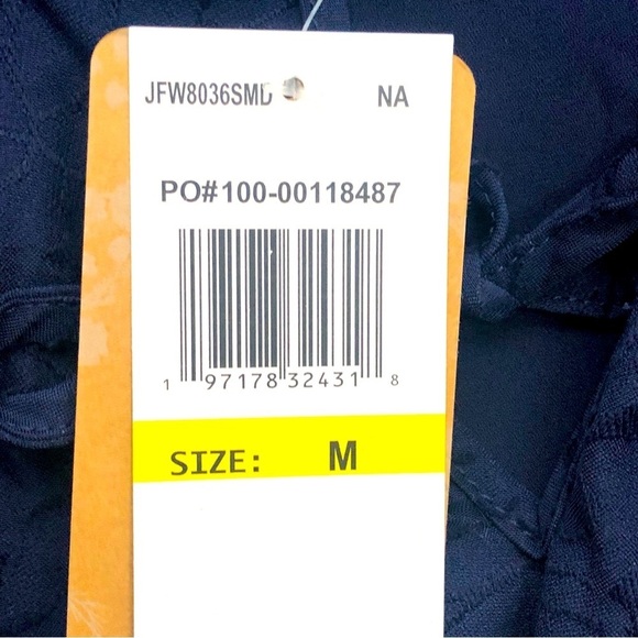 Mason & Belle navy blue long sleeve v notch layered lace look pullover blouse M - Picture 9 of 13